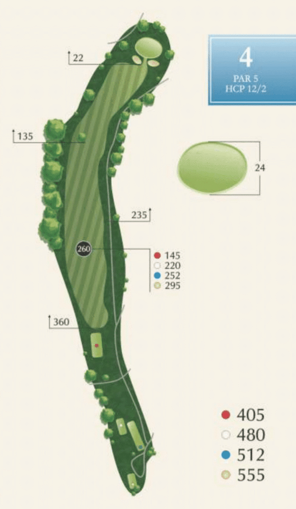 Diagram of hole 4 at McAlester Country Club, a par 5